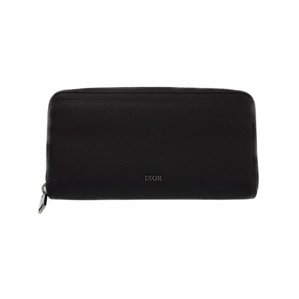 Christian Dior Leather Long Wallet Round Zipper